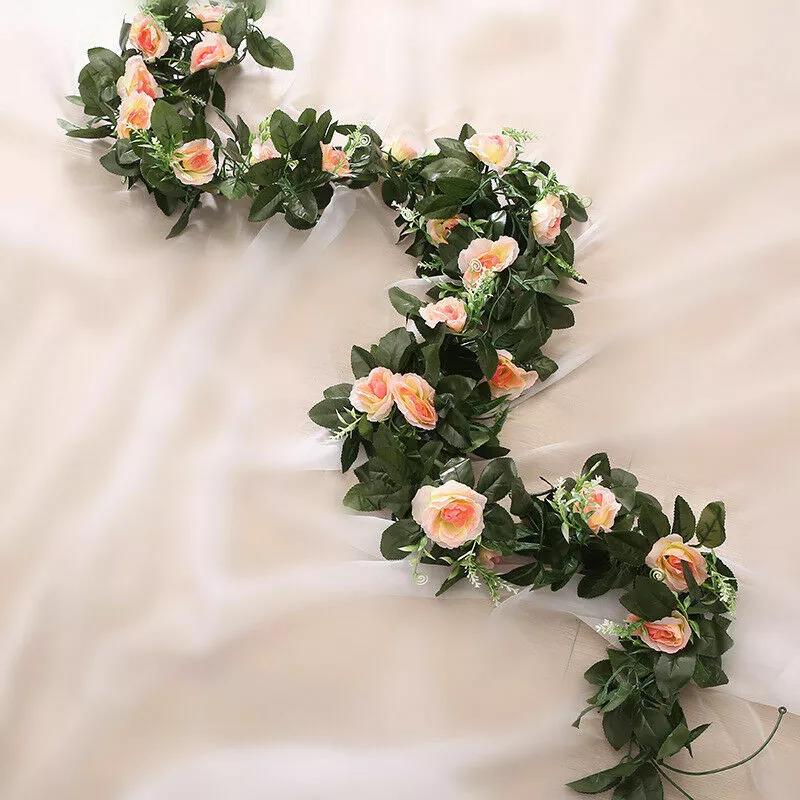 Product Introduction of 2.5m Artificial Flower Silk Rose Leaf Garland Vine Ivy Home Wedding Garden Décor 7