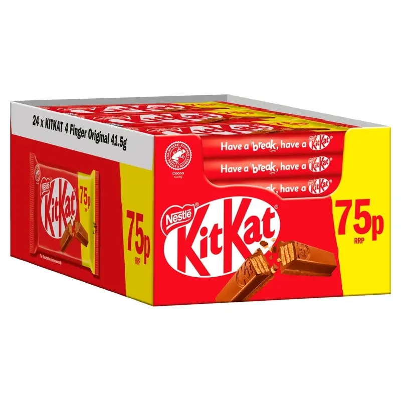 Kitkat 4 Finger Chocolate Bars - Pack of 24 Bars - Bulk Chocolate Long Dated 0