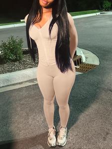 Two-piece Set Women's Solid Color Zip Up Drawstring Hooded Tops & Elastic Waist Skinny Pants, Sporty Casual Breathable Outfits for Yoga Gym Workout Running, Ladies Fall Clothes, Tracksuit