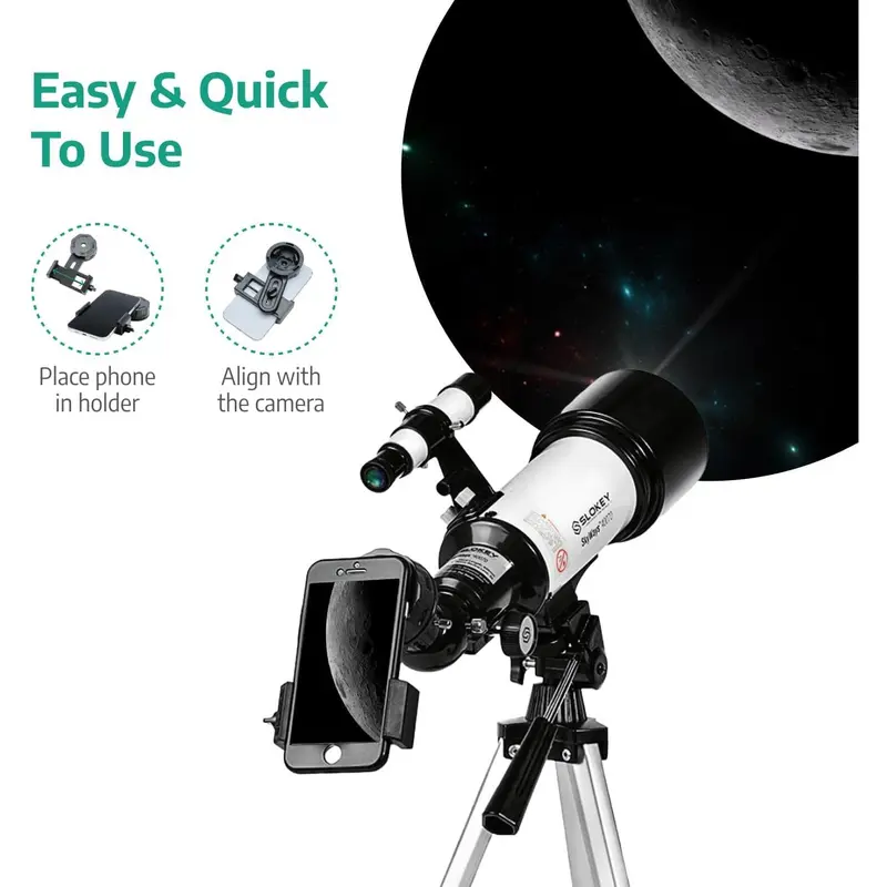 Slokey Telescope 40070 - Astronomy Scope with 16x-120x Magnification for Kids and Adults - Includes 2 Eyepieces, 3x Barlow Lens, Tripod, Phone Adapter - View the Moon, Planets, Stars - 21x13x49 cm inverter power  saver  device elko portable station 5
