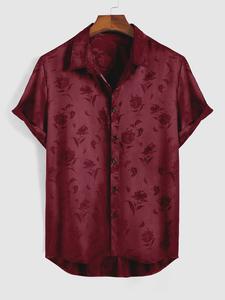 Men's Ditsy Floral Print Button Front Shirt, Loose Casual Short Sleeve Collar Shirt for Summer, Fashion Men's Top for Beach Vacation