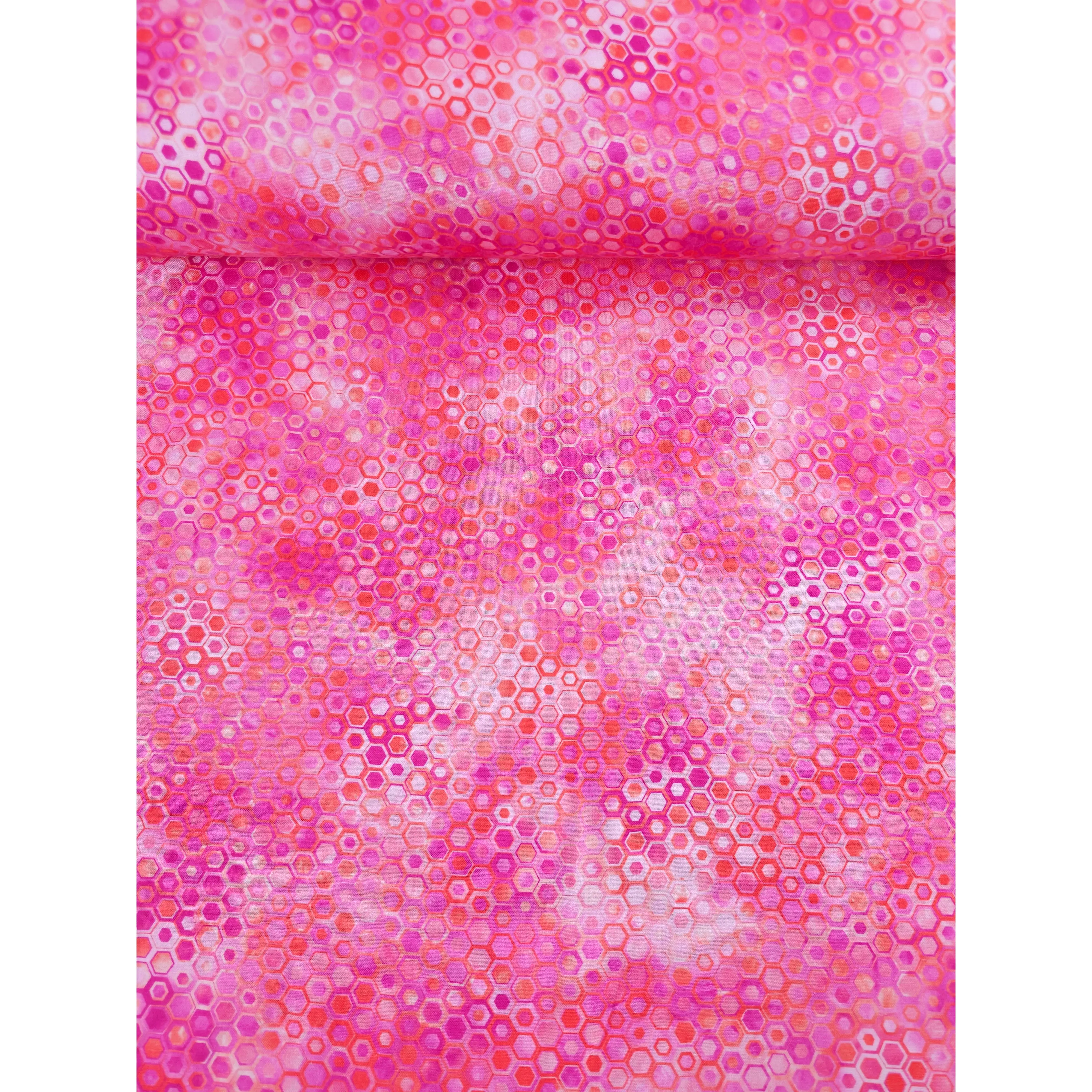 Pink Hexagon Phantasma 100% Cotton - Robert Kaufman