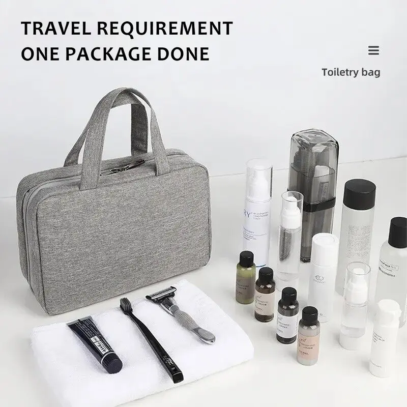 Travel Toiletry Bag, Large Hanging Makeup Bag Organizer for Women, Transparent Travel Cosmetic Bag with Hanging Hook for Full Size Bottles, Vacation Essentials, Medium 6