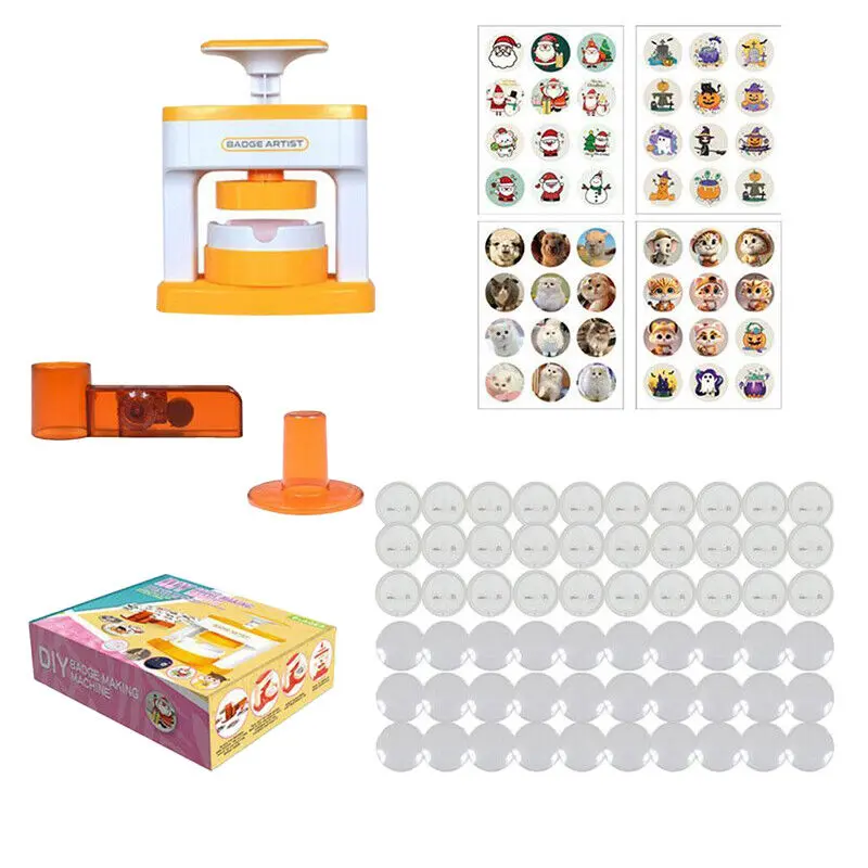 48 Set DIY Pin Badge Button Maker Brooch Pin Making Machine Starter Kids Gifts 2