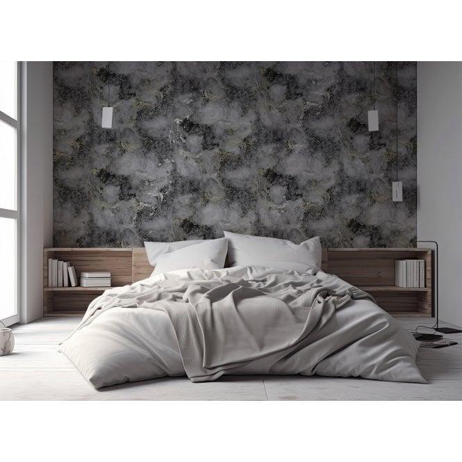 ROKYA Metallic Grey / Gold Marble Wallpaper MC7115 4