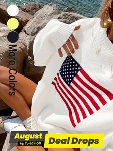 Women's Graphic Print Drop Shoulder Longsleeves Sweater, Fashion Casual Vibe Round Neck Jumper for Spring & Fall, Women's Knitwear for Daily Wear, Go Out Tops, Womenswear, Street Casual Jumper