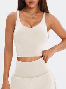 Women's Solid Color Sports Bra, Casual Comfortable Breathable Crop Sports Top for Yoga Gym Workout Running, Ladies Sportswear for All Seasons, Activewear, Bras Women