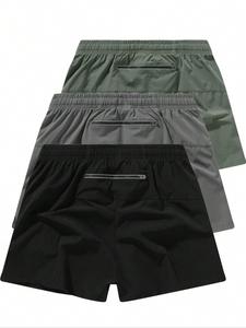 Men's Solid Color Zipper Pocket Sports Shorts, Quick Drying Breathable Comfortable Shorts, Casual Sporty Shorts for Gym Workout Running