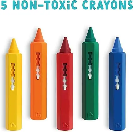 Munchkin Bath Crayons | Colourful Bath Toy Mess-Free Shower Toys | Draws on Tiles & Porcelain | Washable Baby Bath Toy - Set of 5 Crayons 4