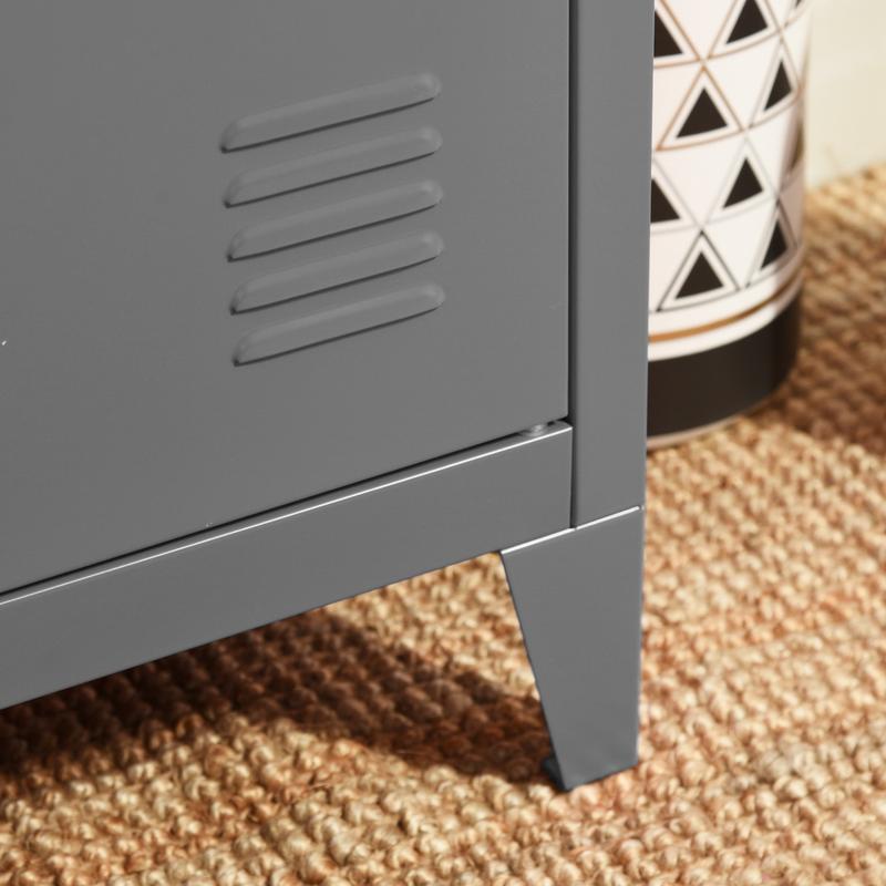 URBAN MEUBLE Modern Grey Metal Bedside Cabinet with Door – Industrial-Style Nightstand Locker for Bedroom, Living Room, or Office Storage 5