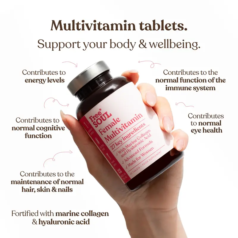 Multivitamin with Collagen for Women Plus Hyaluronic Acid and 27 Vitamins, Minerals, & Botanicals | Gluten-Free Multivitamins | Daily Support | 30 Tablets 1