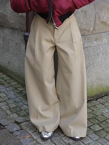 Men's Solid Wide-leg Cargo Pants, Loose Casual Streetwear Button Pocket Trousers for All Season, Fashion Men's Bottoms for Daily Wear, Khaki Bohemian Trousers