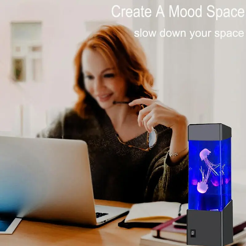 7LED Jellyfish Lava Lamp Aquarium Tank Bedside Night Atmosphere Mood Light Gifts 4