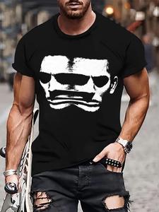 Men's Human Face Print Round Neck Tee, Loose Casual Comfortable Breathable Short Sleeve Crew Neck T-shirt for Summer, Fashion Men's Top for Daily Wear