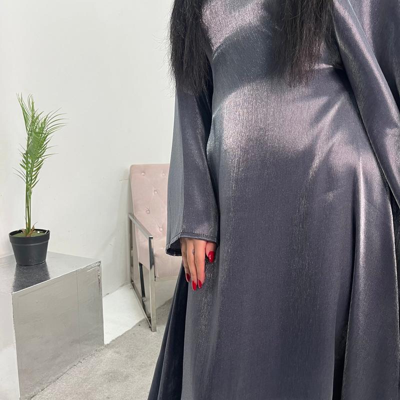 Nazah Charcoal Side Drape Modest Dress 2