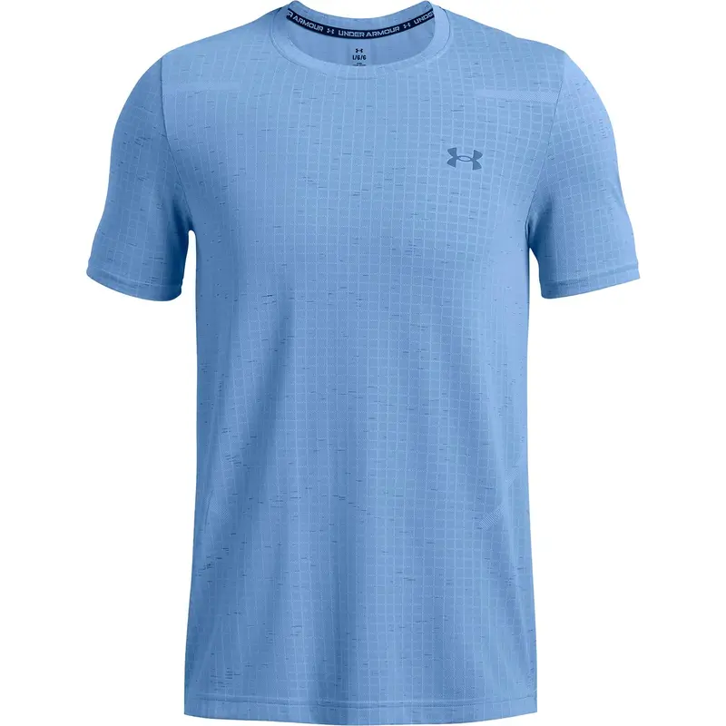 Under Armour Seamless Grid Short Sleeve Mens Training Top - Blue 2