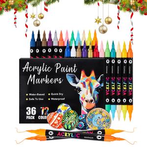 Acrylic Paint Marker Pen Set, Acrylic Markers, 24/48/72 Colors Quick Drying Paint Marker Pen, DIY Painting Supplies for Rock Painting, Ceramic, Wood, Plastic，Christmas Gift