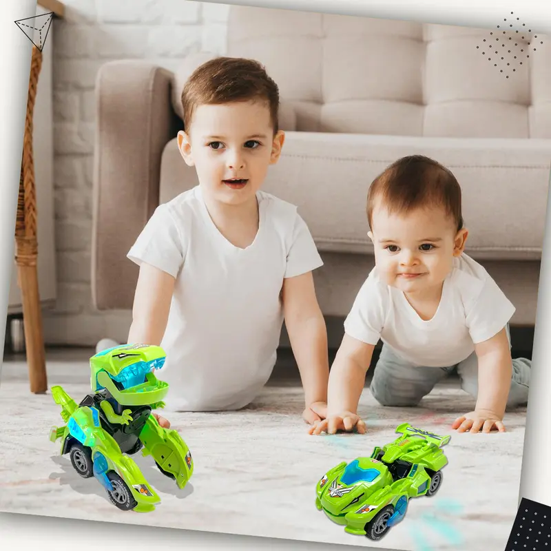 Koolbitz Kids Dinosaur Transforming Car Automatic Transformable Dinosaur Car Toy for Children Electric Dinosaur Car Toy for Toddlers Sound and Flashing Lights Fun Indoor Car Toy 1