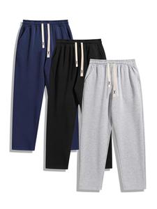 Men's Solid Color Pants, Casual Comfy Loose Trousers for Summer, Men's Bottoms for Daily Wear, Beige