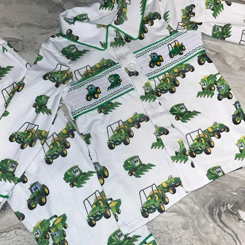 Children’s Tractor Smocked Pyjamas