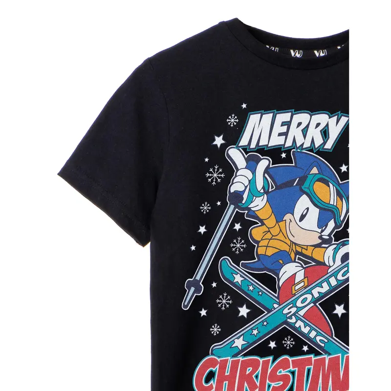 Vanilla Underground x Sonic the Hedgehog Boys Black Merry Christmas Short Sleeved T-Shirt 4