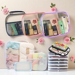 Clear Storage Box Set, 1 Set Large Capacity Zipper Storage Box, Portable Storage Organizer for Skin Care, Clothes, Books, Travel Toiletry Bag, Makeup Organizer Box