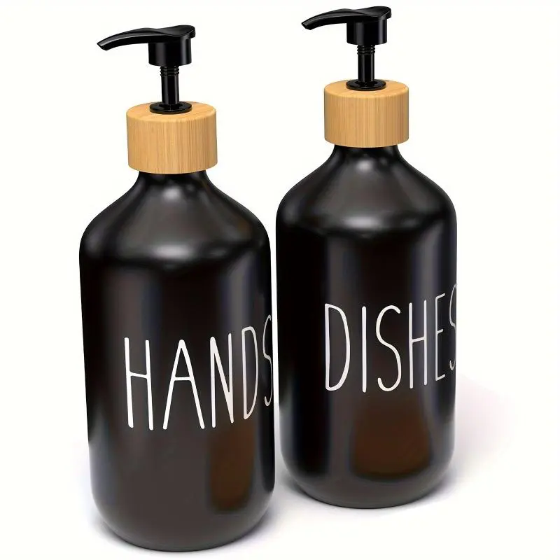 2pcs Soap Dispenser Set, Countertop Lotion Bottle, Bathroom Hand Soap Dispenser, Refillable Empty Bottle For Hand And Dish Soap, Bathroom Accessories, Home Decor 4