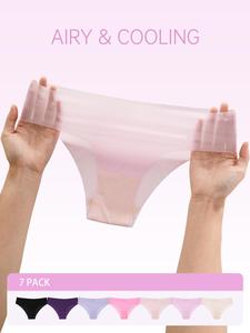 Women's Solid Color Seamless Ice Silk Brief, Soft Comfy Breathable Panty for Daily Wear, Underwear for All Seasons