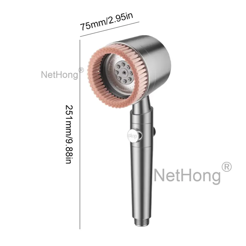 Massage Shower Head High Pressure 3 Modes Water Saving Body Scalp With Filter UK 6