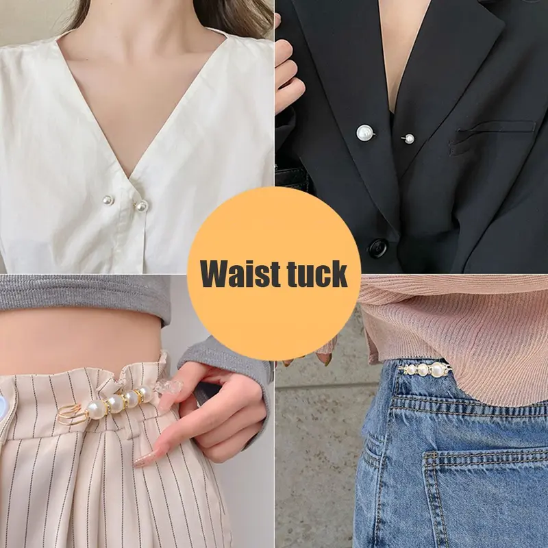 4PCS Waist Adjustment Uniform Clothing Extended Buckle And Waist Adjustment Buckle Pearl Broocated Fashion Decorative Accessorie 2