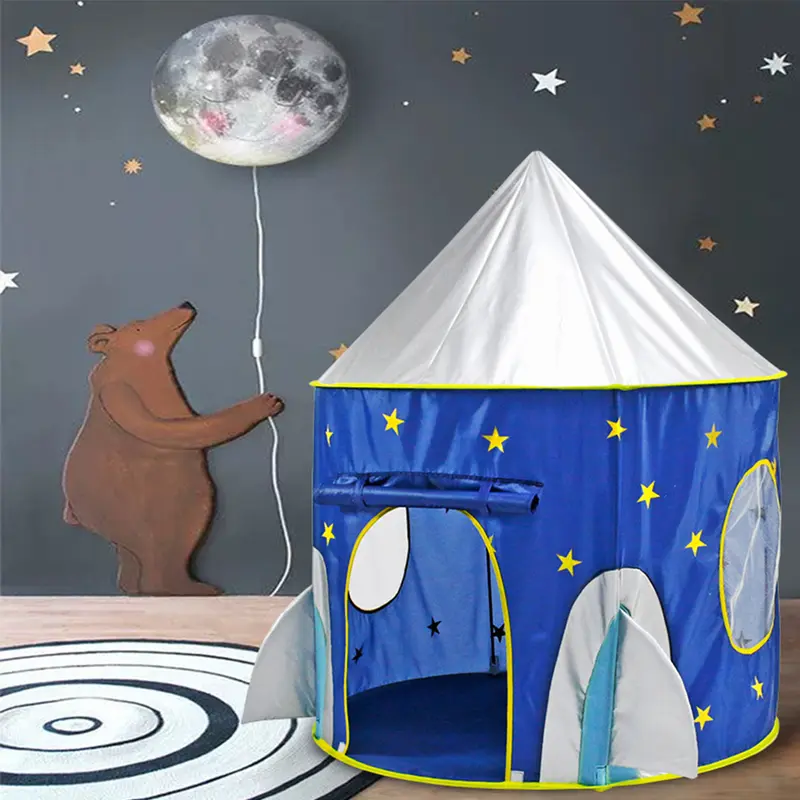Lushhub Home Kids Playhouse Tent, Star and Moon Kids Tent, Round Yurt Style Kids Playhouse with Floor Mat for Indoor and Outdoor Games 7