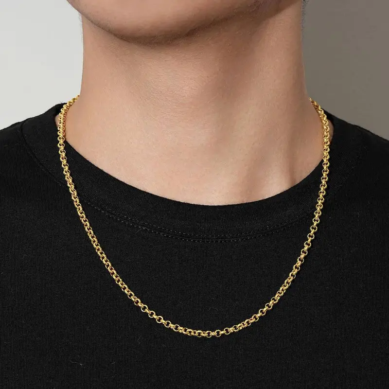 New 4mm Gold Diamond Cut Pattern Belcher Chain – 24 Inch 3