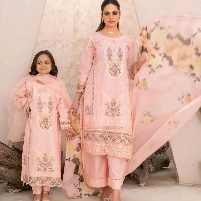 Khadija,s collection cotton stuff three pieces fully embroidered 6