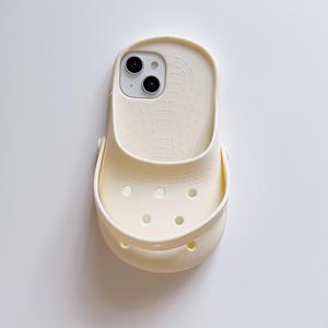 Creative Hole Shoe Design Phone Case, Cute Silicone Phone Protective Cover, Phone Accessories Compatible with iPhone 11 12 13 14 15 Pro Max