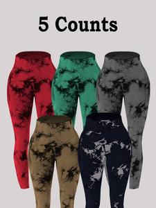 Women's Tie Dye Print Scrunch Sports Leggings, Sport High Waist Seamless Skinny Pants, Women Sport & Outdoor Clothing for Summer, Gym Clothes, Workout Clothes Women