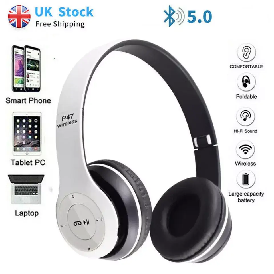 Wireless Bluetooth Headphones with Noise Cancelling Over-Ear Earphones 5.1 UK