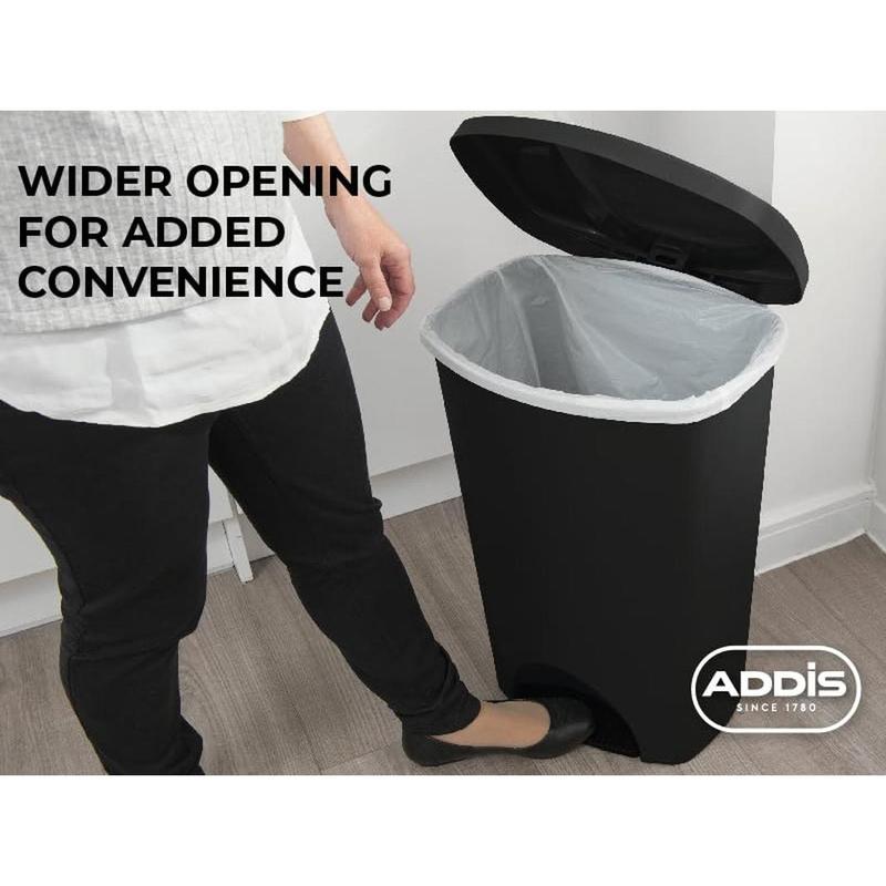 Plastic Family Kitchen Utility Bin, 50 Litre, New Black with Silver Pedal 1