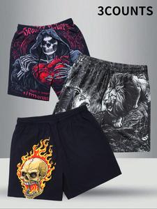 Men's Graphic Print Shorts, Casual Comfy Breathable Shorts for Daily Wear, Men's Bottoms for Summer