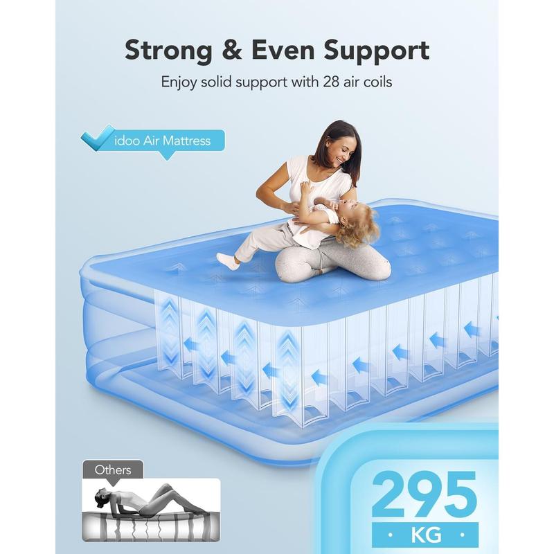 iDOO Inflatable Air Mattress, Air Bed with Built-in Electric Pump, Double Airbed with Storage Bag, Self Inflating Blow Up Camping Bed for Adults, Portable for Guest Home 190x137x38cm 3