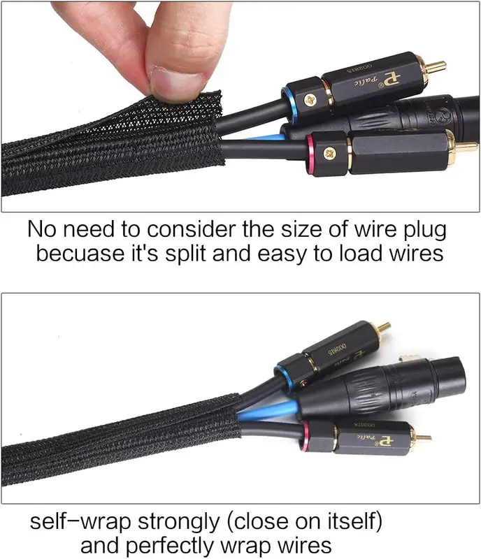 10ft - 1/2 inch Cord Protector Wire Loom Tubing Cable Sleeve Split Sleeving for USB Power Cord Audio Video Cable – Protect Cat from Chewing Cords - Black 1