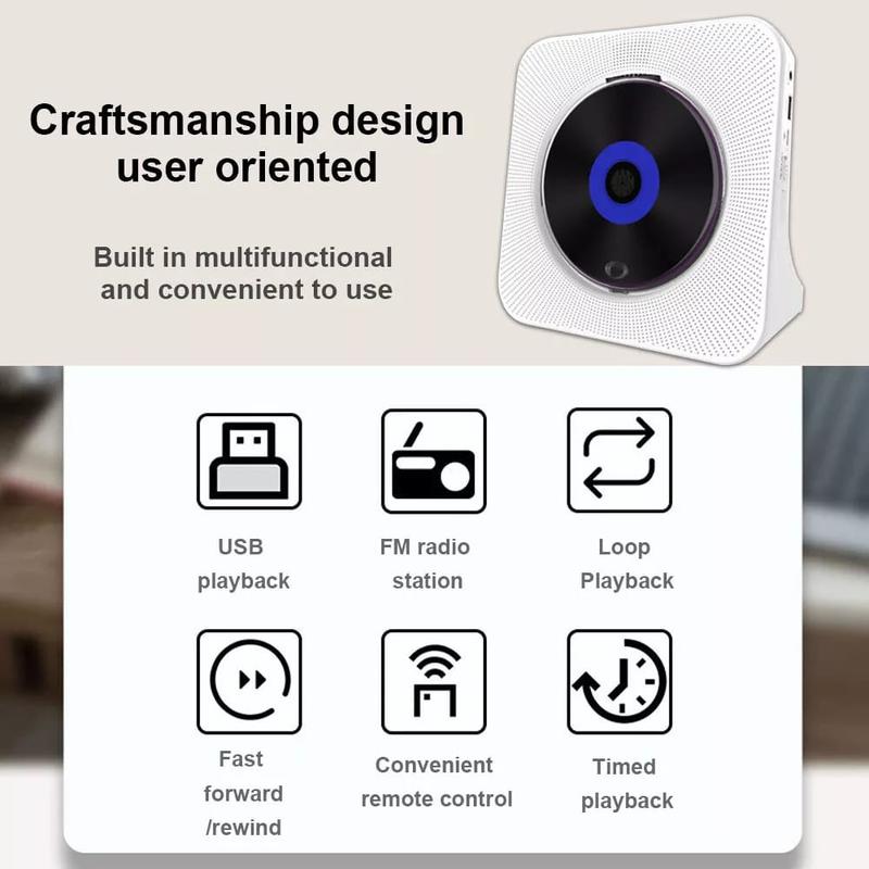 【JY】Retro Bluetooth CD Player with Wireless Speaker & USB-C Charging - Compact Hi-Fi Sound System for Home Office, Bedroom Decor, Aux Input and 20H Playtime, Vintage Music Gifts Audio Portable 5