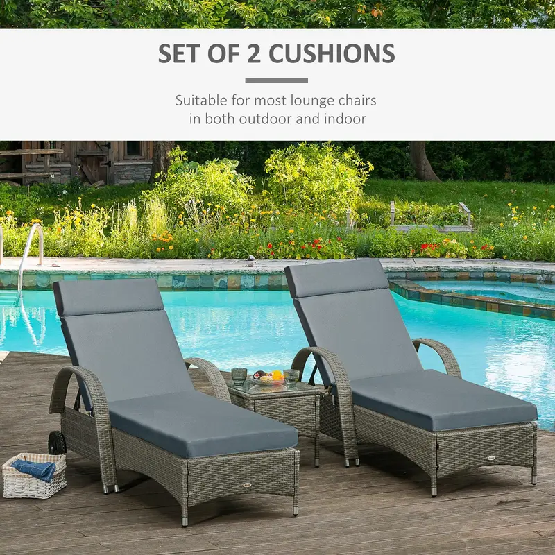 Sun Lounger Cushions with Ties 196x55cm Grey 3