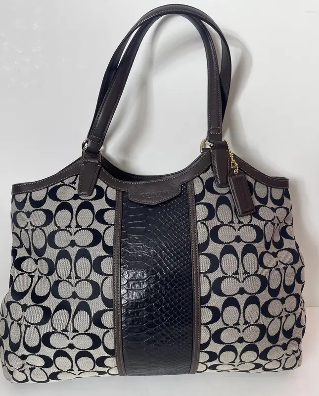 Pre-Owned Coach Devin Signature Croc-Stripe Shoulder Bag 0
