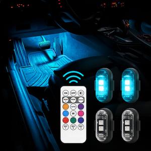 RGB LED StrobeLight Remote Control Wireless, 8 Colors Custom Lighting Rechargeable Footwell Lights, Exterior Interior Decorative accessories car goodies essential product Anti-Collision Emergency Flash Warning for SUV Truck Motorcycle Bike Aircraft police