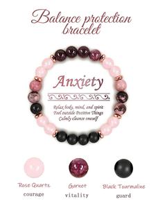 Natural Stone Beaded Bracelet, Anxiety Relief Healing Crystal Bracelet, Fashion Balance Protection Accessories for Women & Men, Ideal Gift for Birthday & Anniversary