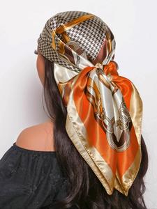 Houndstooth Pattern Satin Head Scarf, Boho Style Hair Scarf for Women, Fashion Hair Accessories for Party, Daily Clothing Decor, Trendy All-match & Exquisite Hair Scarf for Gift
