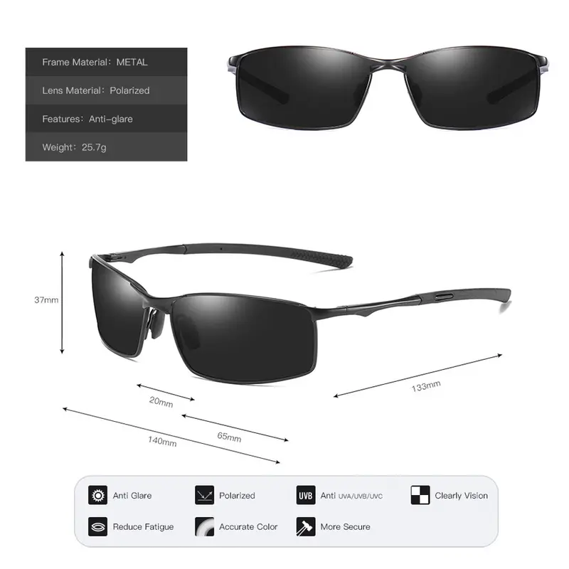 Mens Polarized Sunglasses UV400 Pilot Sport Glasses Driving Eyewear for Men Sun Glasses Sports Eyewear Fishing Golf Driving UV400 Protection 8