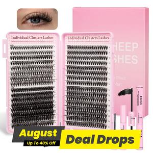 Natural Look Eyelash Extensions Set, False Eyelashes Set & Tweezers & Eyelash Bond Glue & Remover, Professional Accessories, Eyelashes Kit Set, Makeup Products, Eyelash Enhancing Cosmetic Tool, DIY Eyelash Extensions, Individual Eyelash Cluster Kit