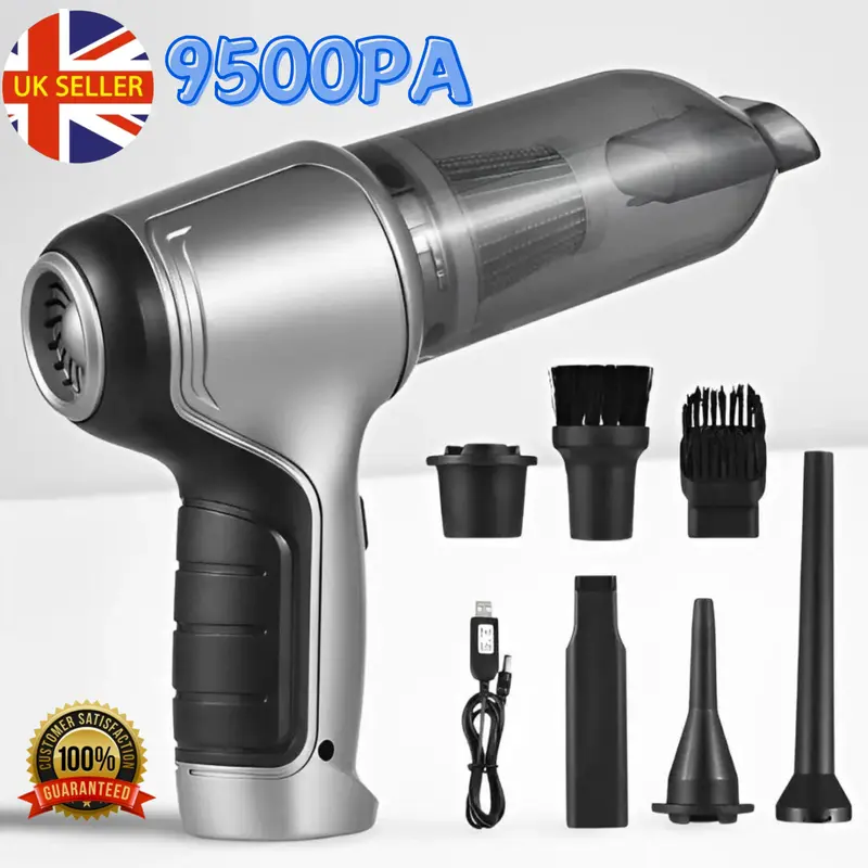 95000pa Powerful Car Vacuum Cleaner Wet/Dry Cordless Strong Suction Handheld 120W 6 Accessories 0