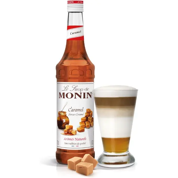 Monin Premium Caramel Syrup 1L for Coffee & Cocktails – Vegan-Friendly, Allergen-Free, Natural Flavour 1